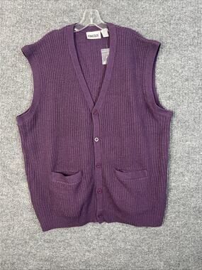 Vintage King Size Cargigan Sweater Mens 2XL Tall Sleeveless Chunky Knit Grandpa